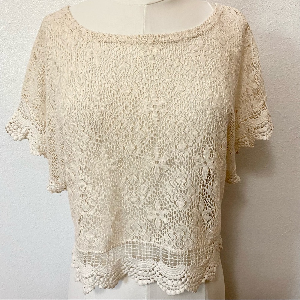 PIKO 1988 Crochet Crop Top Cream Size S/M